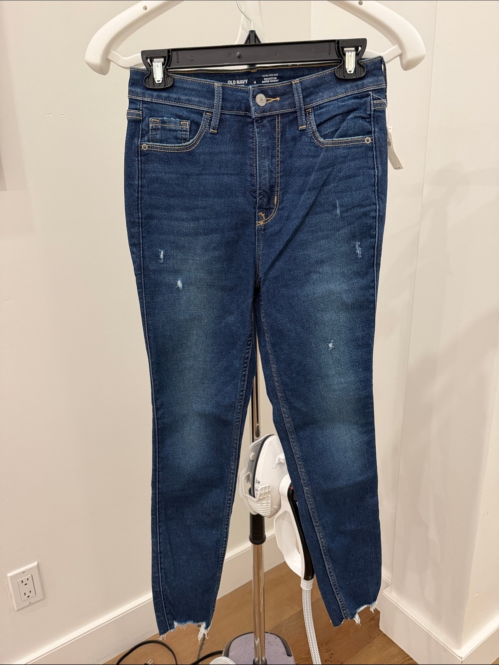 Old Navy Blue Ankle Skinny Jeans with Raw Hem